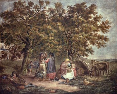 La tienda de los gitanos, grabado por Joseph Grozar de George Morland